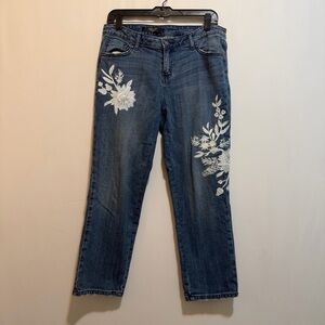 Simply Vera Vera Wang Blue Floral Ankle Jeans